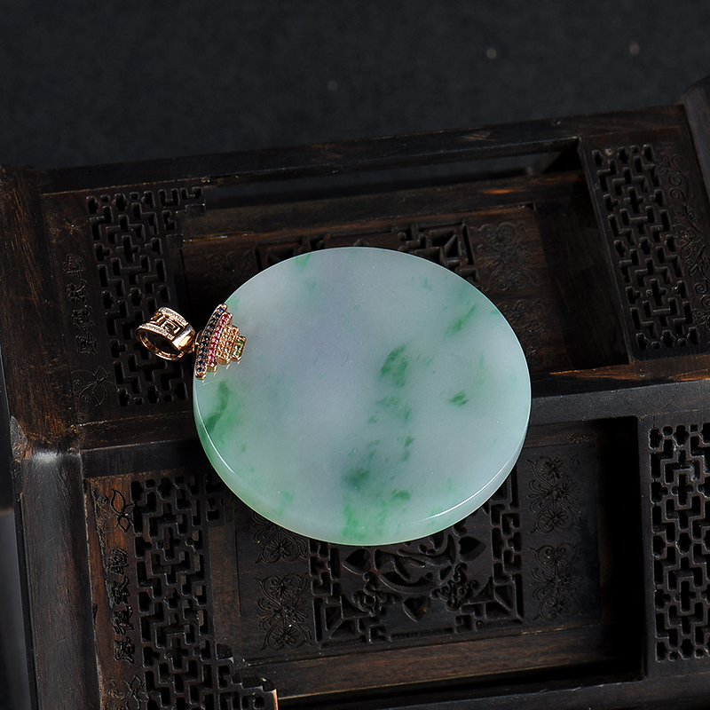 18k翡翠平安团圆吊坠-红掌柜