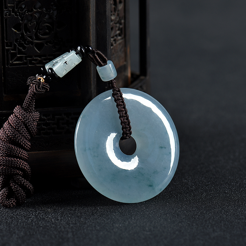 飘花翡翠平安扣吊坠-红掌柜