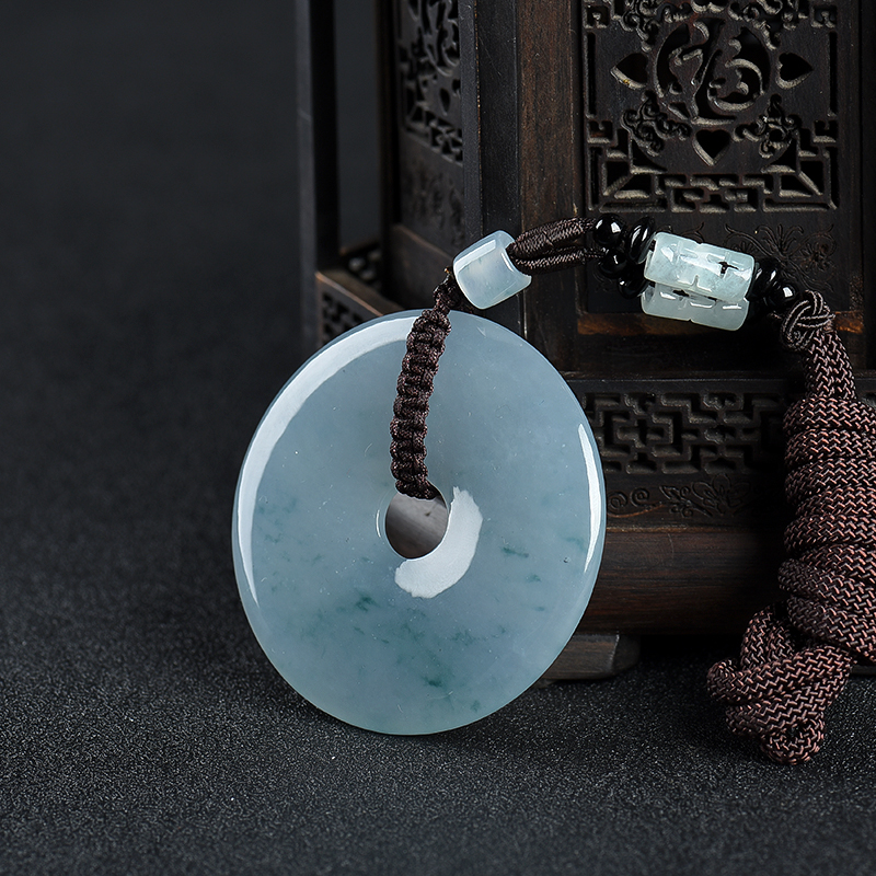 糯冰种翡翠平安扣吊坠-红掌柜