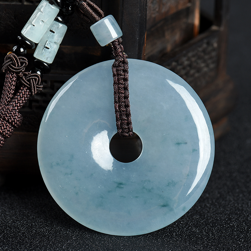 糯冰种飘花翡翠平安扣-红掌柜