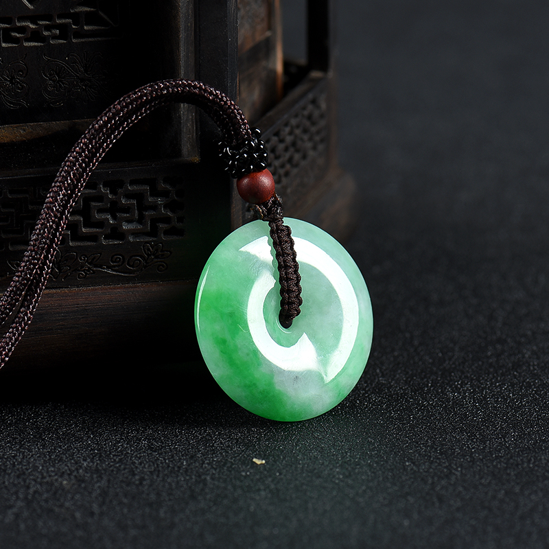 飘翠翡翠平安扣吊坠-红掌柜