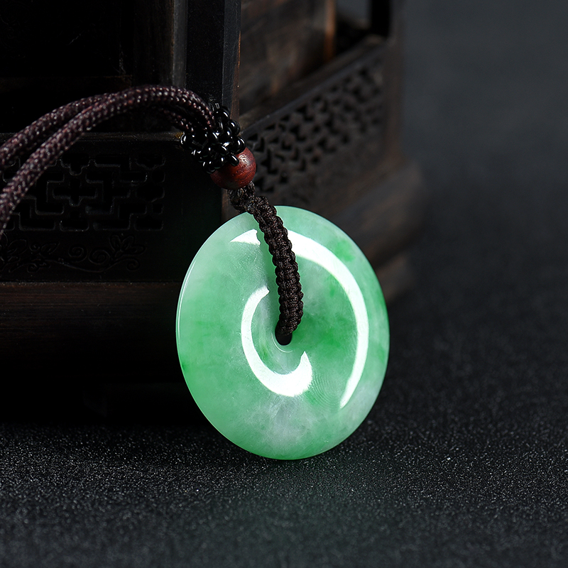 飘翠翡翠平安扣吊坠-红掌柜