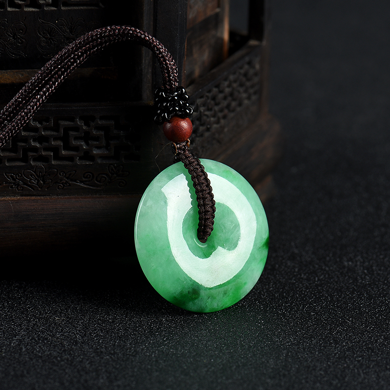 飘翠翡翠平安扣吊坠-红掌柜