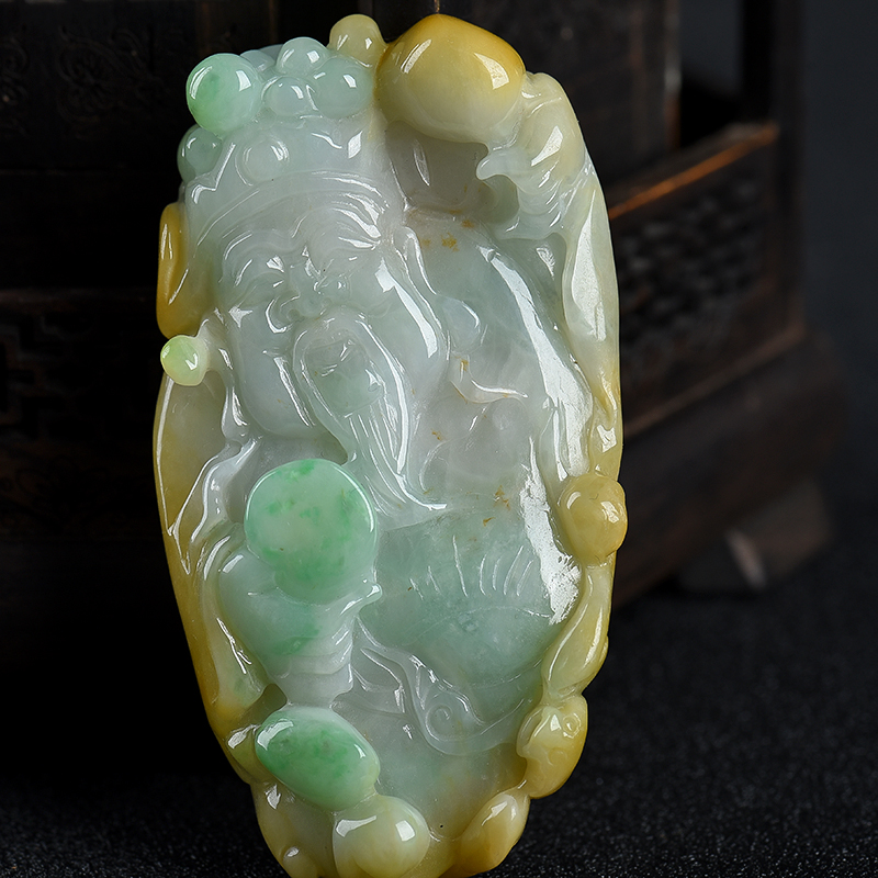 缅甸翡翠寿星吊坠-红掌柜