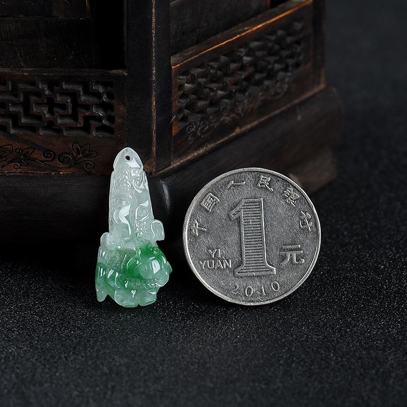 天然缅甸翡翠百财吊坠-红掌柜