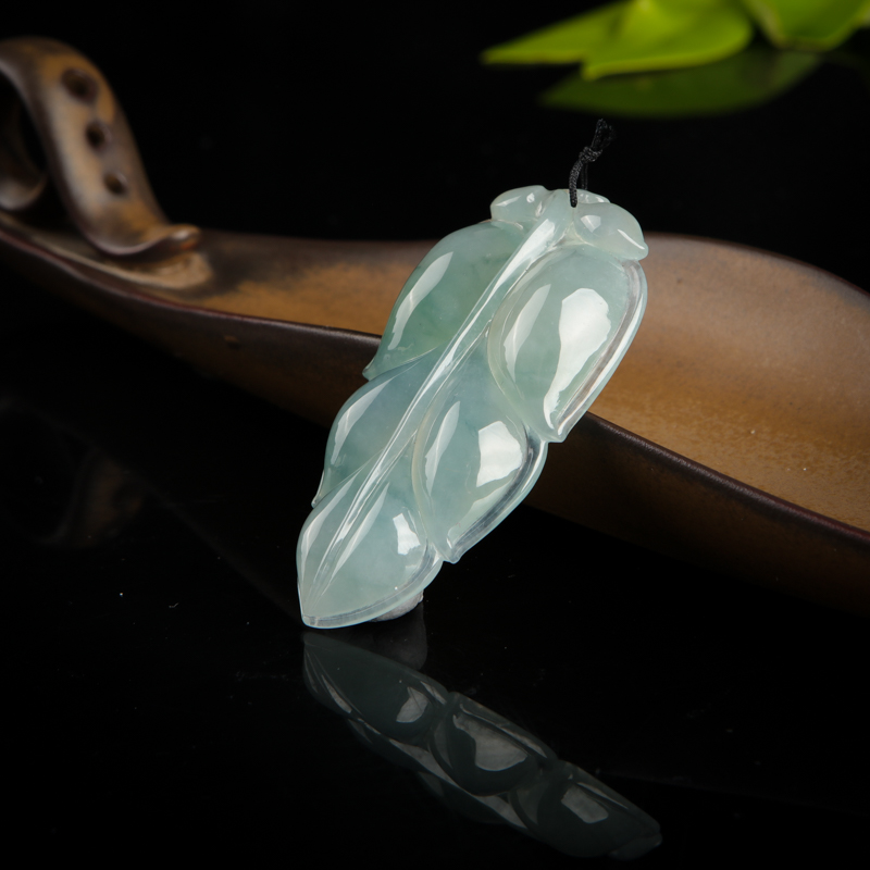 缅甸糯种飘花翡翠金枝玉叶吊坠-红掌柜