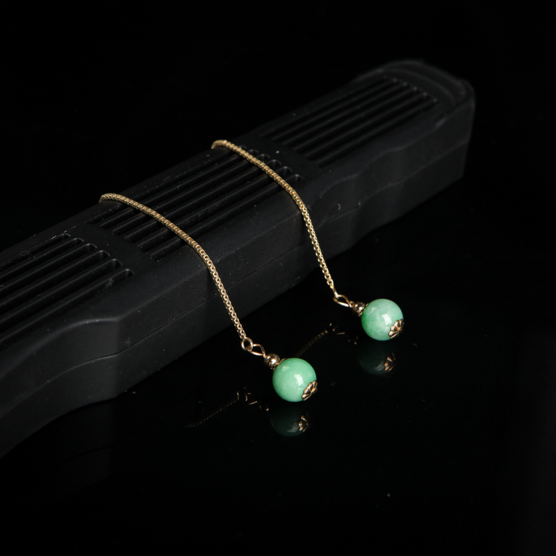 豆种豆绿翡翠耳坠-红掌柜