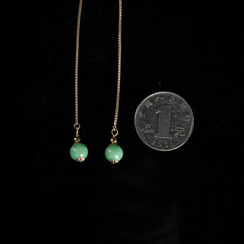 缅甸豆种翡翠耳坠-红掌柜