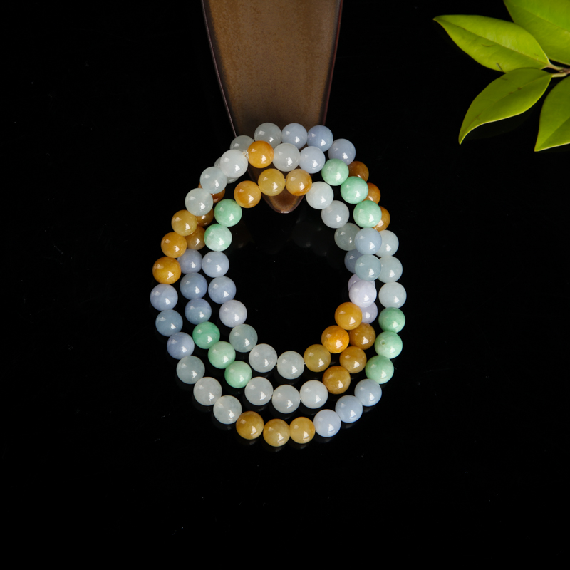 缅甸糯种福禄寿翡翠多圈手串-红掌柜