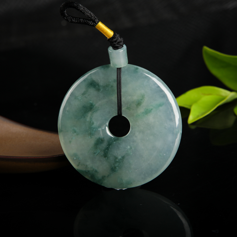 糯冰种飘花翡翠平安扣吊坠-红掌柜