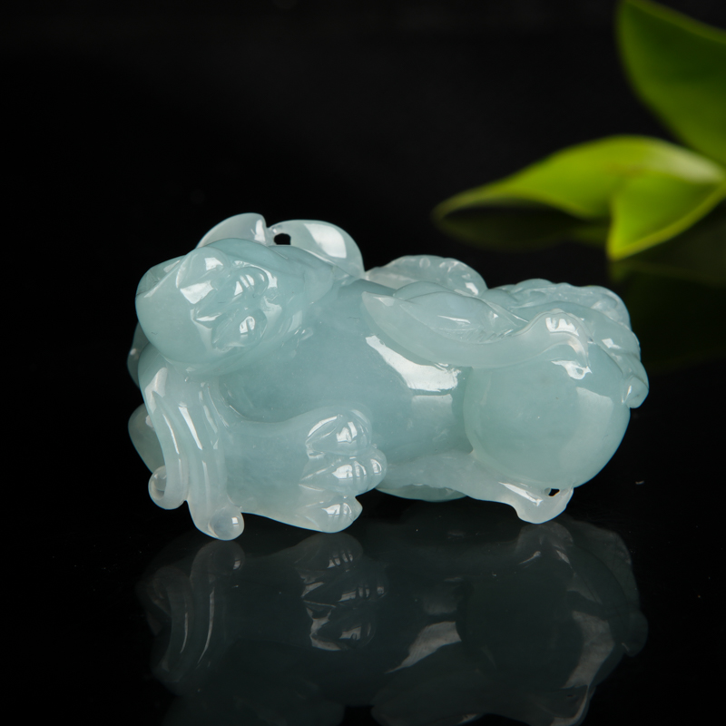 糯种蓝绿翡翠吊坠-红掌柜