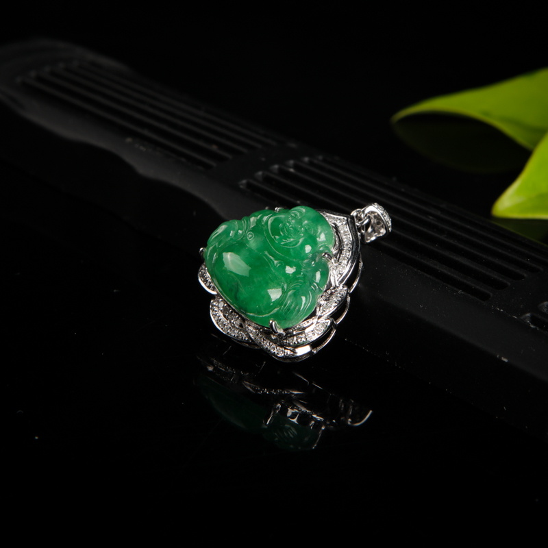 翠绿翡翠佛吊坠-红掌柜