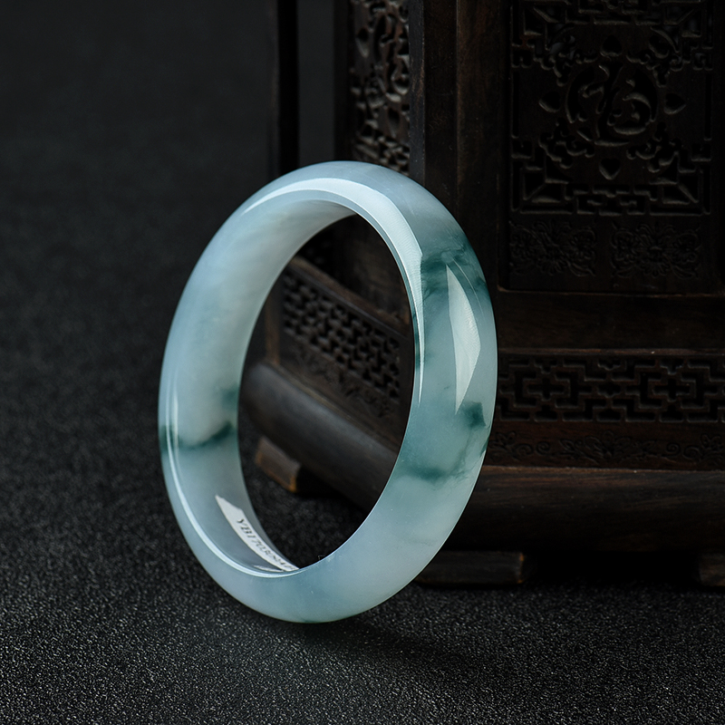 糯冰种飘花翡翠手镯-红掌柜