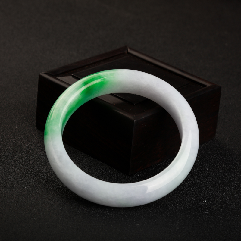 缅甸天然飘翠翡翠手镯-红掌柜