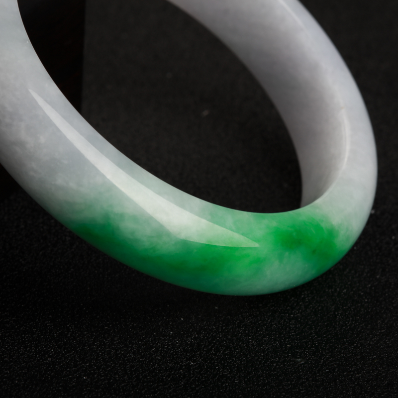 缅甸天然豆种翡翠手镯-红掌柜