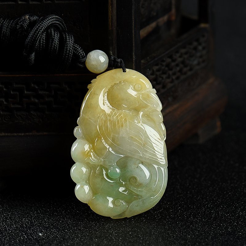 缅甸天然黄翡凤凰吊坠-红掌柜