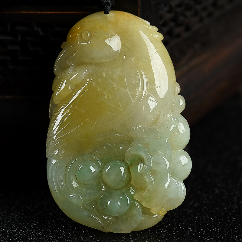 糯种黄翡凤凰吊坠-红掌柜