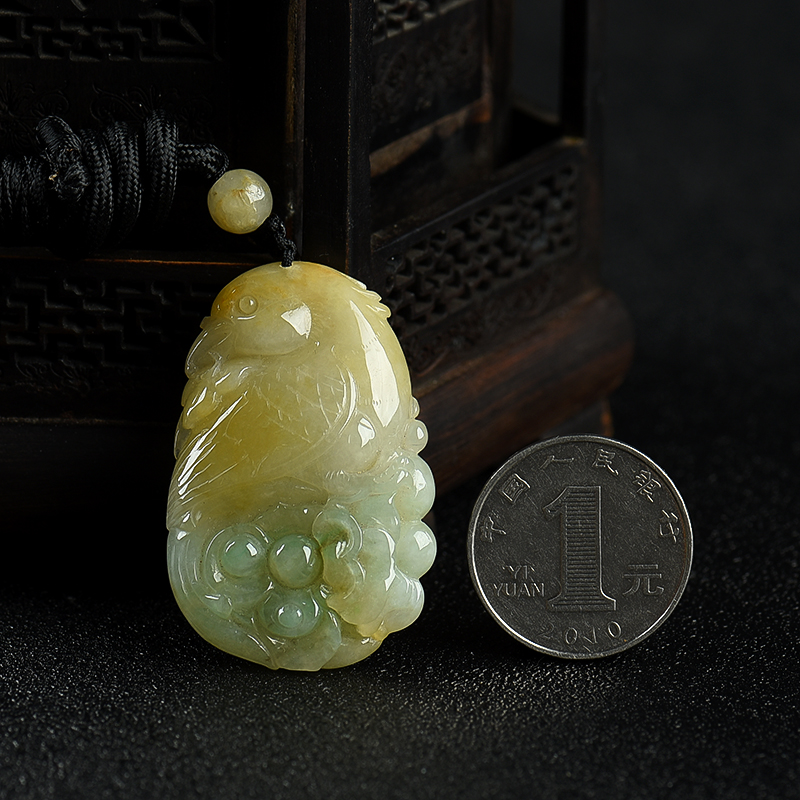 缅甸糯种黄翡吊坠-红掌柜