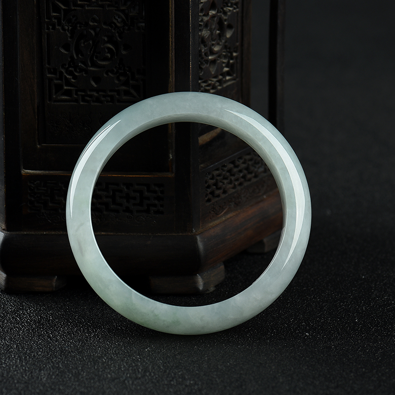 58.5mm豆种灰绿翡翠手镯-红掌柜