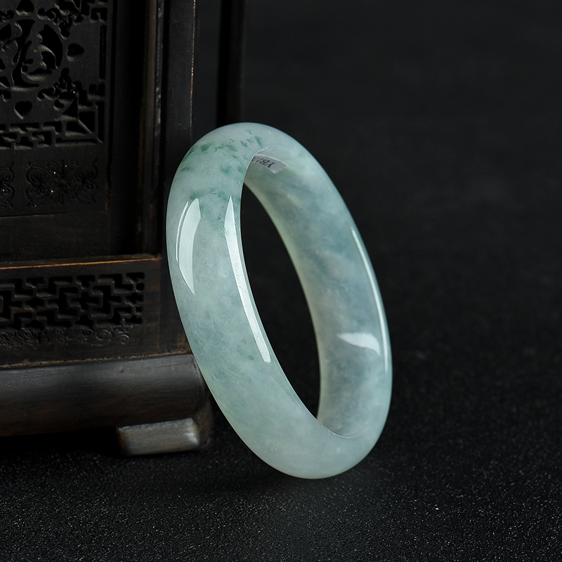 【56mm糯冰种飘花翡翠贵妃镯|缅甸翡翠贵妃镯|天然翡翠贵妃镯】-红掌柜珠宝