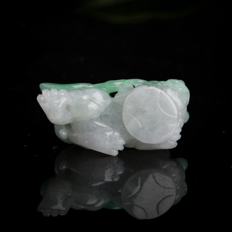 缅甸天然糯种翡翠貔貅吊坠-红掌柜