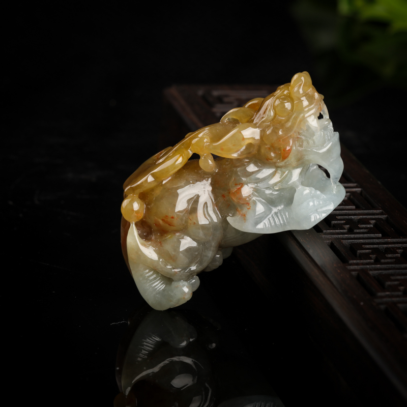 缅甸糯种黄翡翠貔貅吊坠-红掌柜