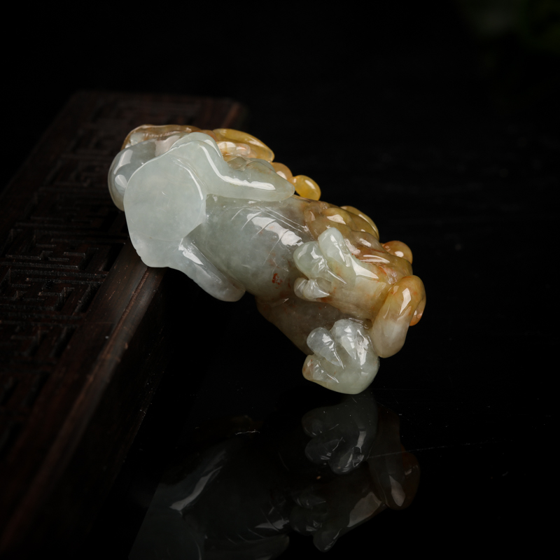 缅甸天然黄翡翠貔貅吊坠-红掌柜