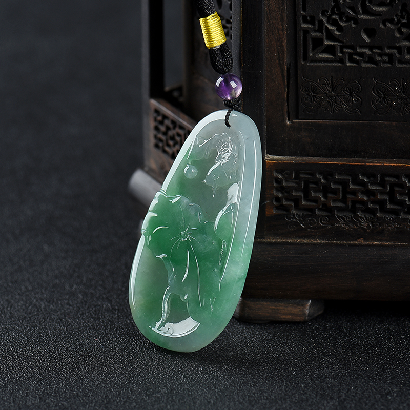 糯种翡翠年年有鱼吊坠-红掌柜