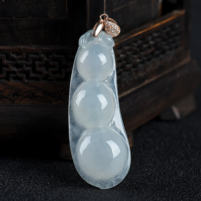 缅甸翡翠连中三元吊坠-红掌柜