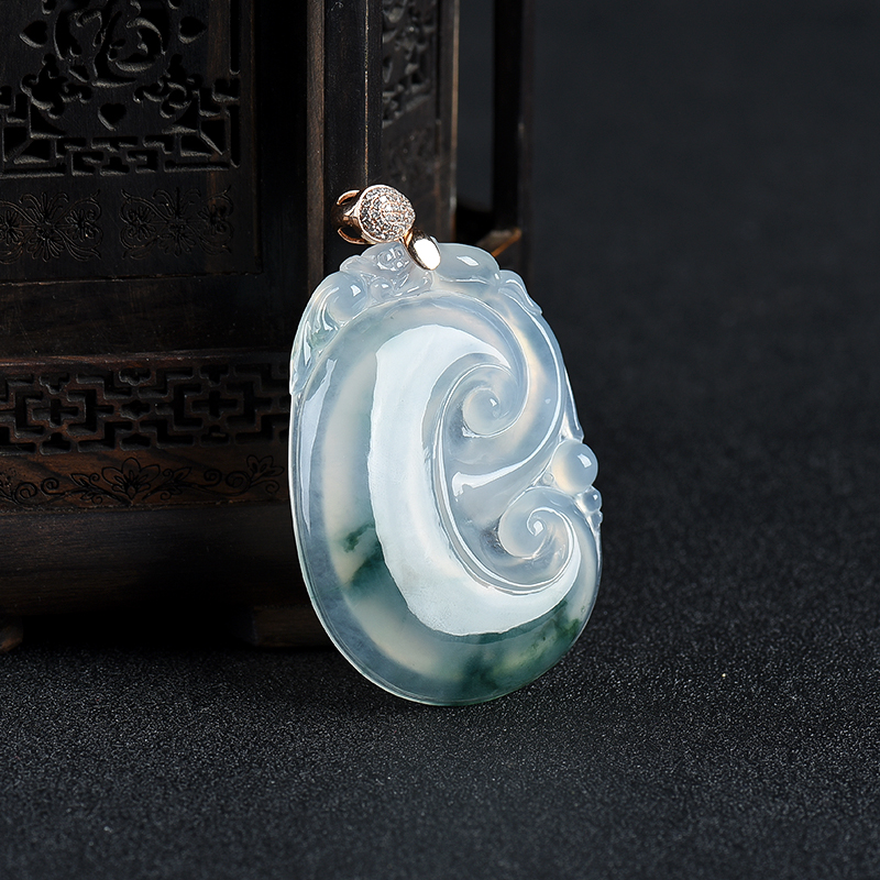 飘花翡翠如意吊坠-红掌柜