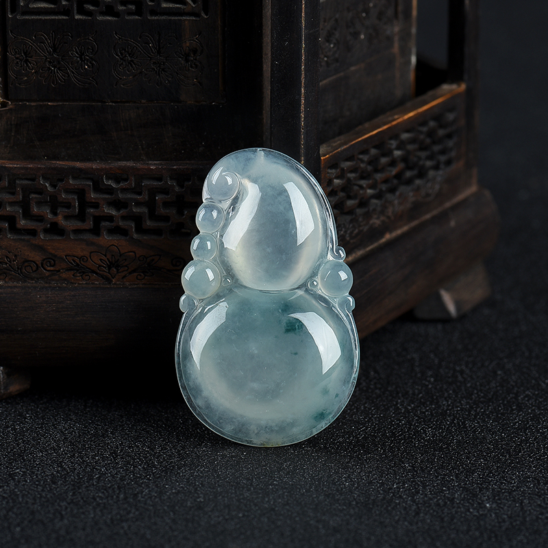 糯冰种飘花翡翠福禄吊坠-红掌柜