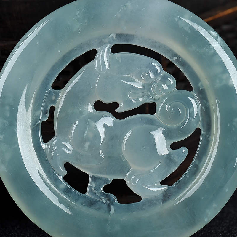 缅甸翡翠麒麟吊坠-红掌柜