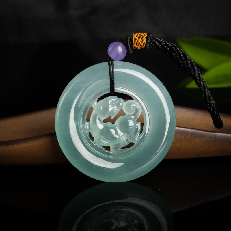 糯冰种晴水翡翠吊坠-红掌柜