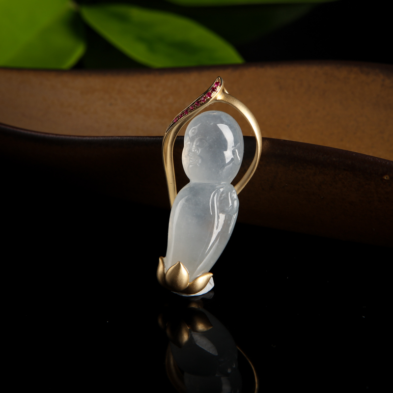 翡翠沙弥吊坠-红掌柜