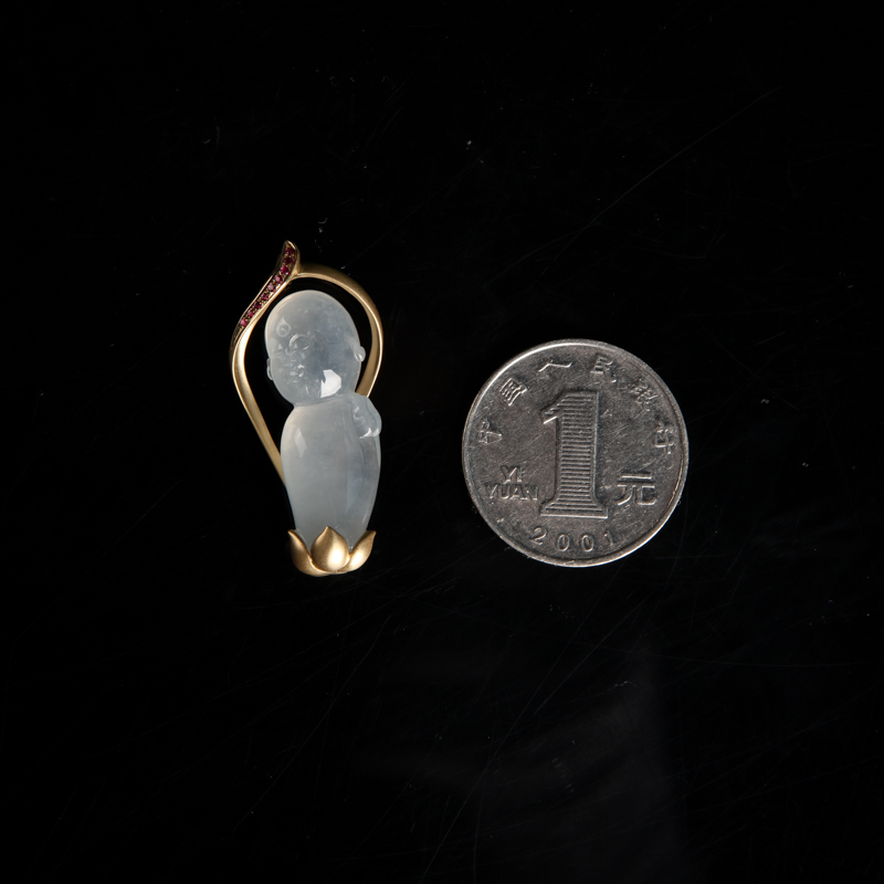 天然翡翠沙弥吊坠-红掌柜