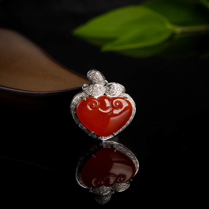 18K糯种红翡如意吊坠-红掌柜