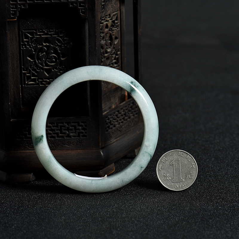 天然缅甸豆种飘花翡翠手镯-红掌柜