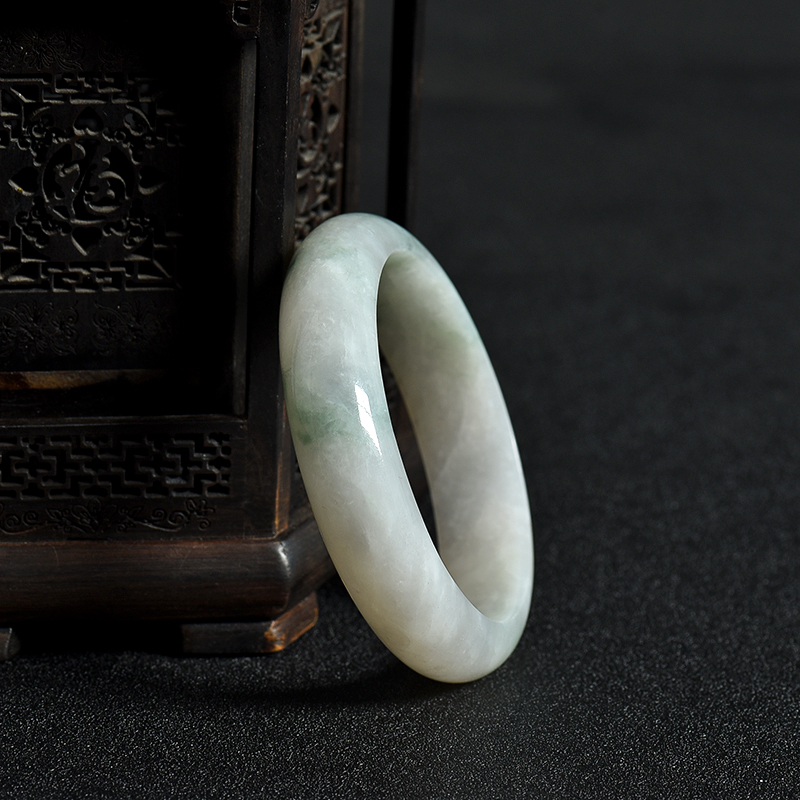 缅甸59#豆种飘花翡翠手镯-红掌柜