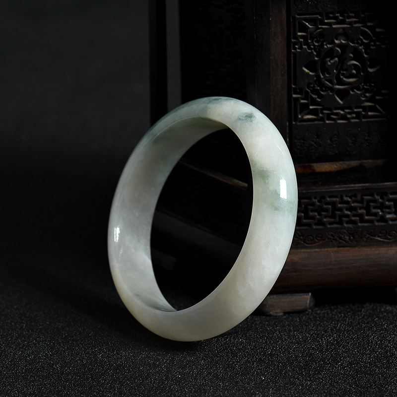 59#豆种飘花翡翠手镯-红掌柜