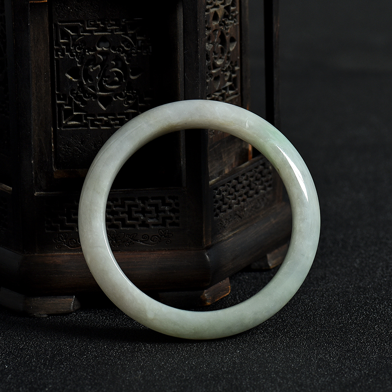 天然缅甸58.5#豆种无色翡翠手镯-红掌柜