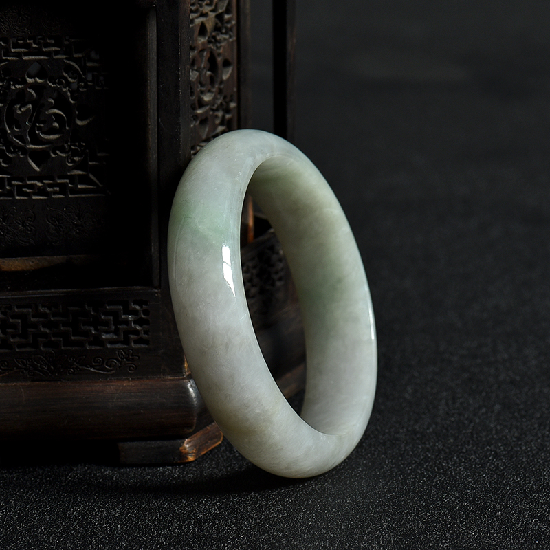 缅甸58.5#豆种无色翡翠手镯-红掌柜