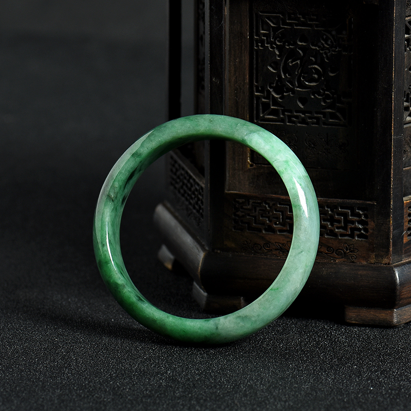 缅甸天然飘翠翡翠手镯-红掌柜