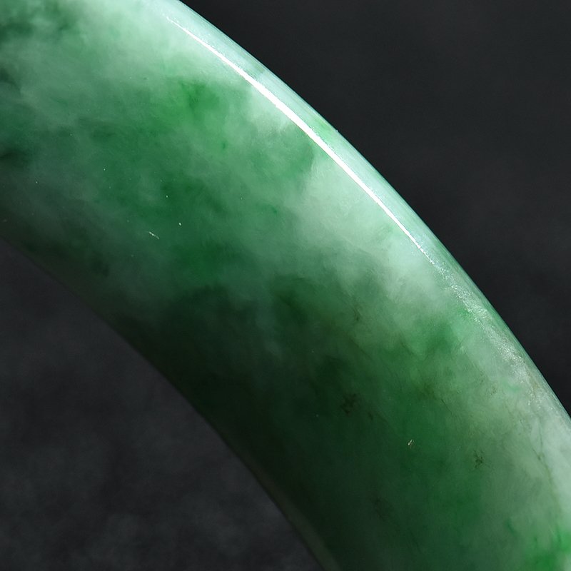 豆种飘翠翡翠手镯-红掌柜