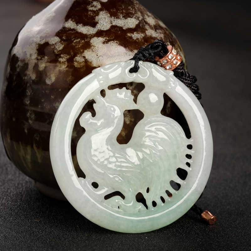 飘翠翡翠酉鸡吊坠-红掌柜