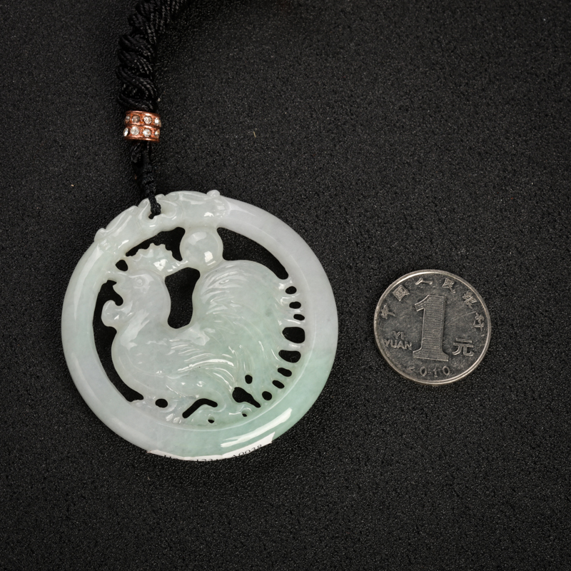 天然飘翠翡翠酉鸡吊坠-红掌柜