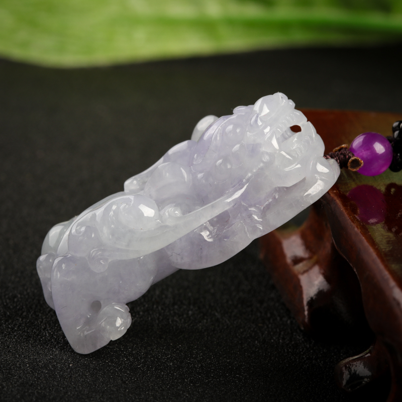豆种浅紫翡翠貔貅吊坠-红掌柜