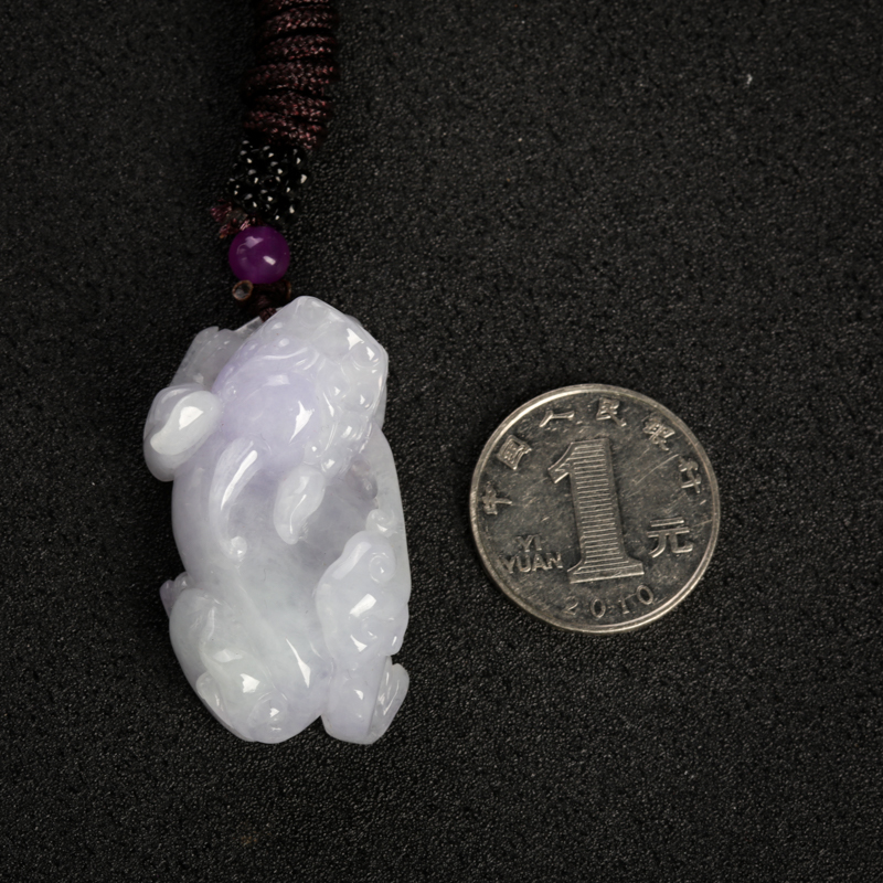 天然豆种浅紫翡翠貔貅吊坠-红掌柜