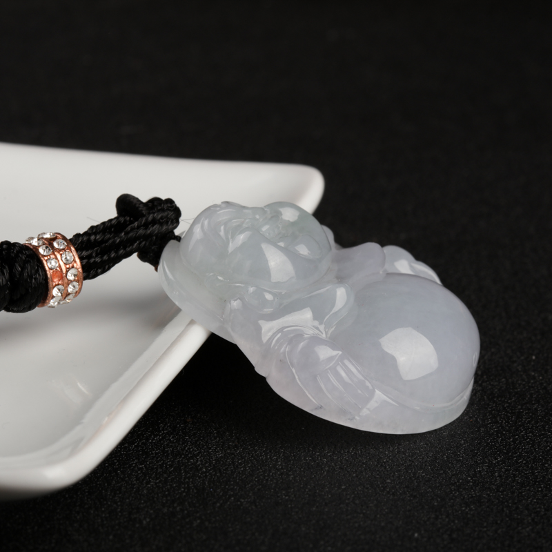 缅甸糯种晴水翡翠弥勒佛吊坠-红掌柜