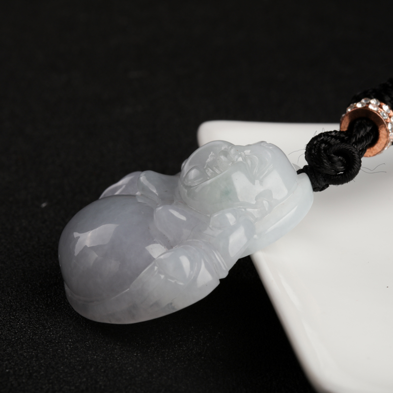 糯种晴水翡翠弥勒佛吊坠-红掌柜