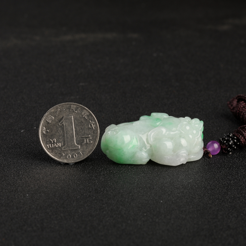 天然糯种飘翠翡翠貔貅吊坠-红掌柜